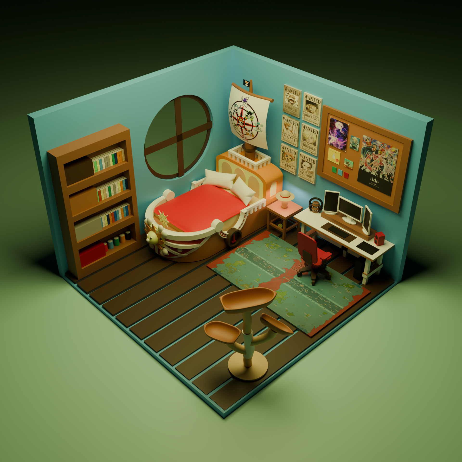 Anime Isometric Room